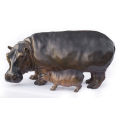 hippopotame miniature en bronze